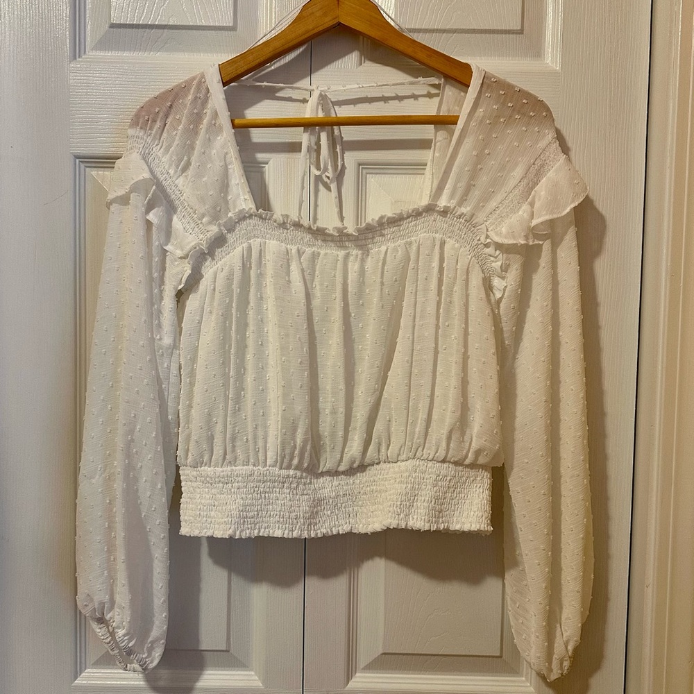 Mustard Seed White Ruffle Blouse, Small